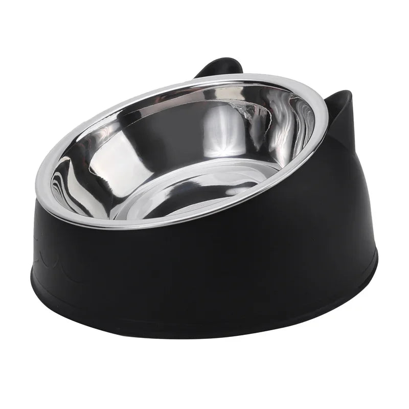 15° Tilted Stainless Steel Food Bowl – For Dogs & Cats