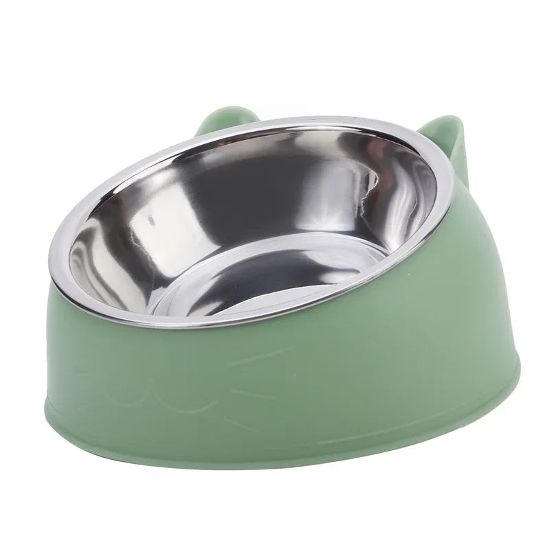 15° Tilted Stainless Steel Food Bowl – For Dogs & Cats